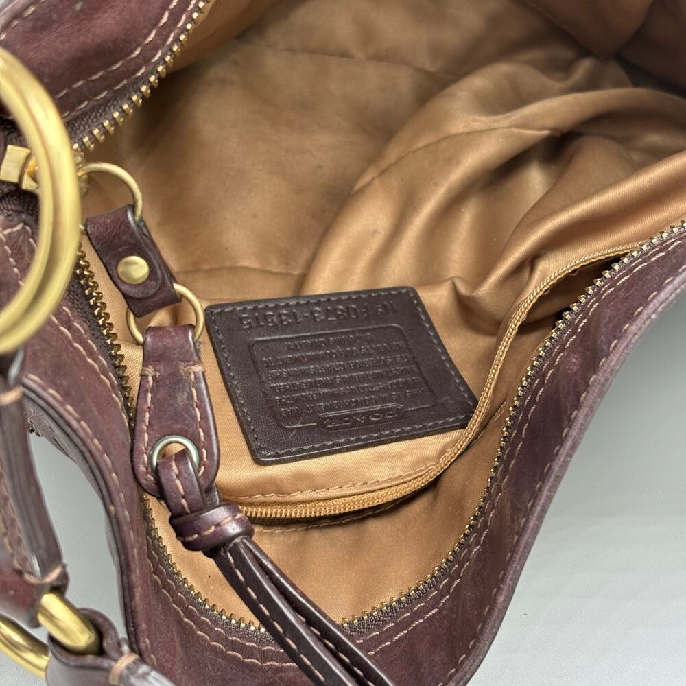 Coach Y2K Vintage Zoe Mosair Brown Patchwork Leather Suede Hobo Shoulder Bag - Picture 15 of 16